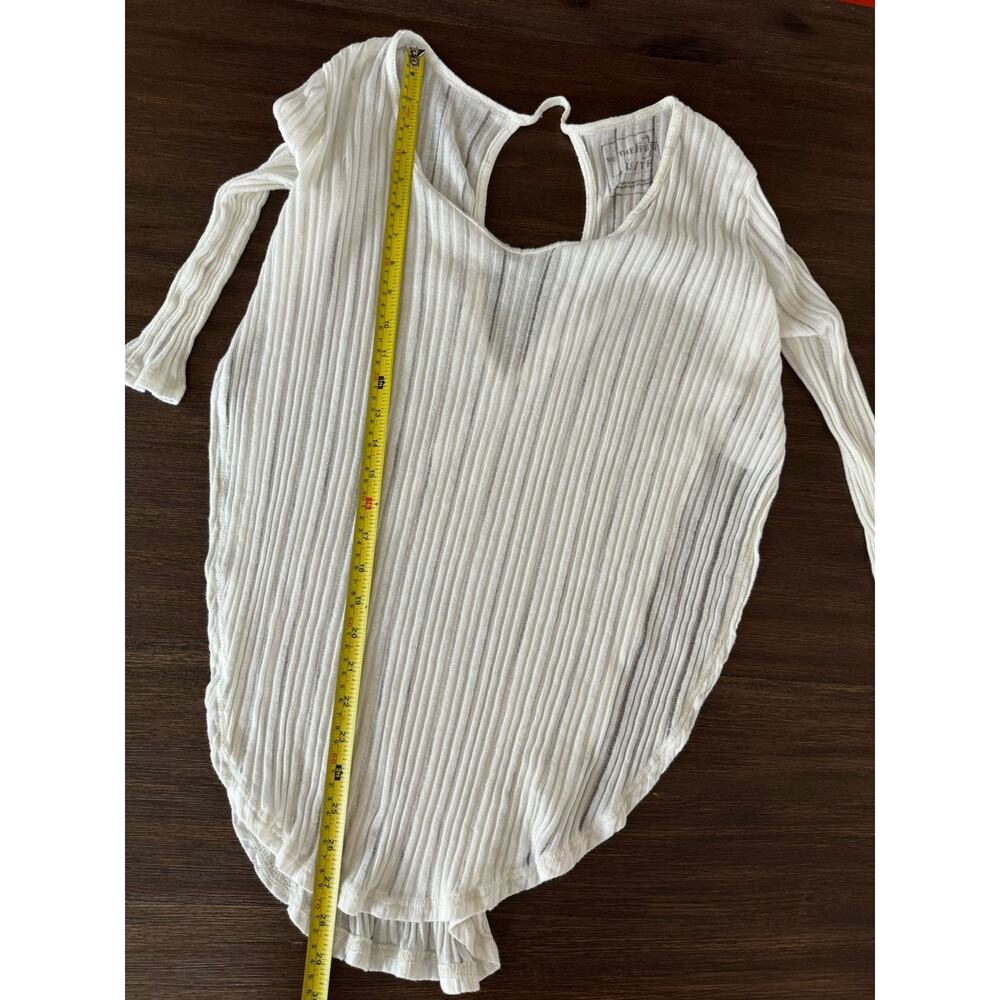 Free People Top Shirt White Sheer Side Slit 3/4 Sleeve We The Free XS - Picture 10 of 13